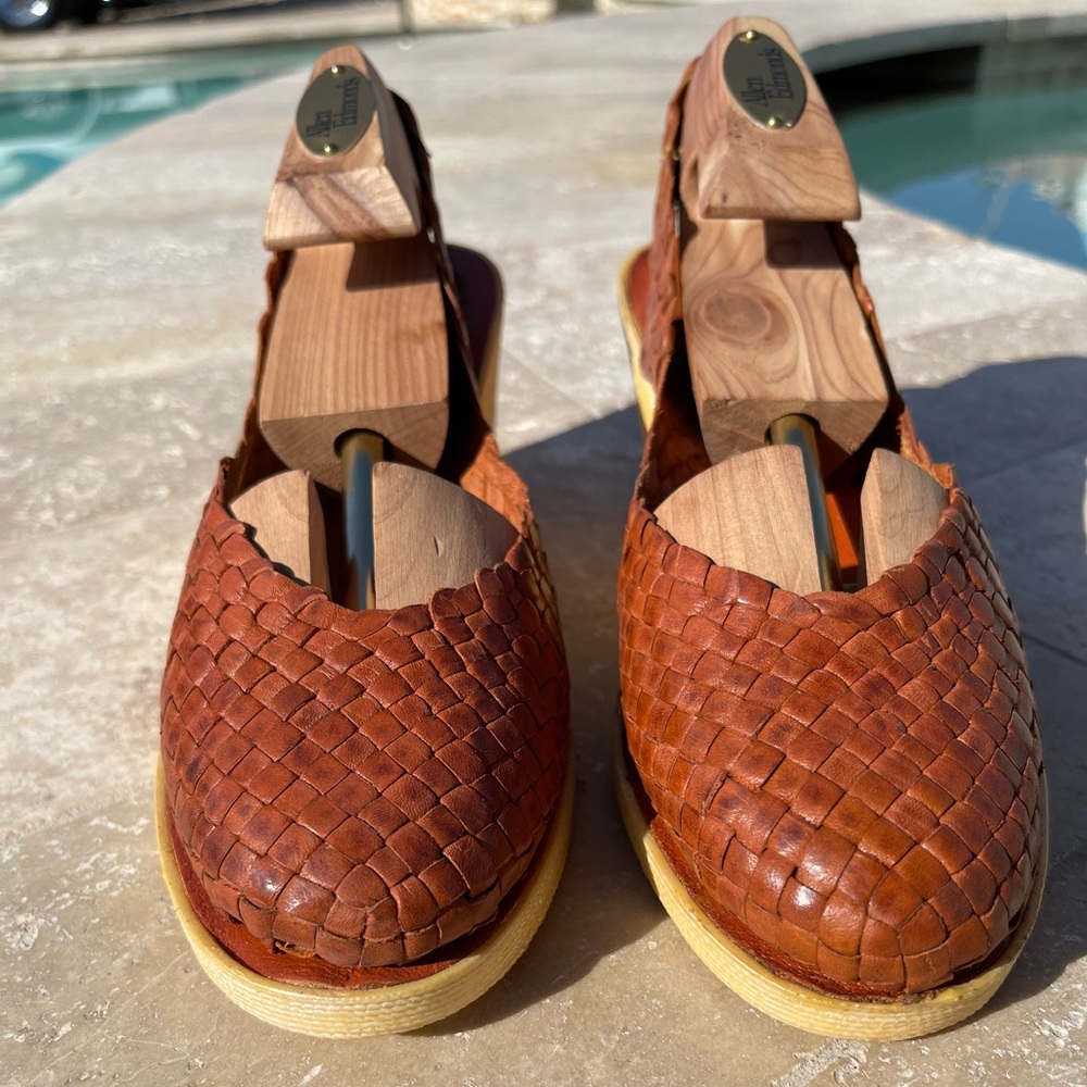 Ocean West Leather Huaraches Wedge Sandals From Mexico Size 8 - Picture 3 of 6